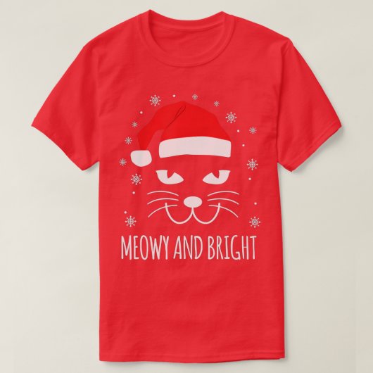 Meowy and Bright kerstkat Merry kerstcos T-shirt (Design voorkant)
