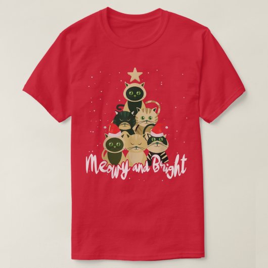 Meowy and Bright Kerstmis Catmas Cute Cute Cats X T-shirt (Design voorkant)
