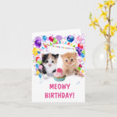 MEOWY BIRTHDAY Kittens Small Birthday Kaart (Gele Bloem)