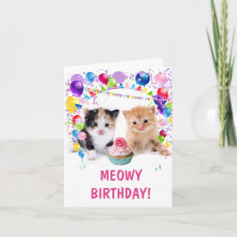 MEOWY BIRTHDAY Kittens Small Birthday Kaart