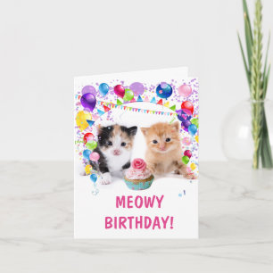 MEOWY BIRTHDAY Kittens Small Birthday Kaart