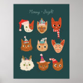 Meowy + Bright Christmas Cat Holiday Poster (Voorkant)