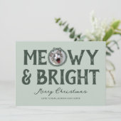 Meowy & Bright Doodle Cat Foto Kerstmis Feestdagenkaart (Staand voorkant)
