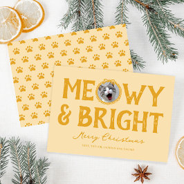Meowy & Bright Doodle Cat Foto Kerstmis Feestdagenkaart