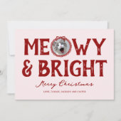 Meowy & Bright Doodle Kat Foto Kerstmis Feestdagenkaart (Voorkant)