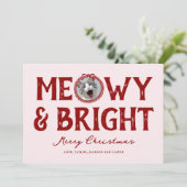 Meowy & Bright Doodle Kat Foto Kerstmis Feestdagenkaart (Staand voorkant)
