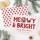 Meowy & Bright Doodle Kat Foto Kerstmis Feestdagenkaart