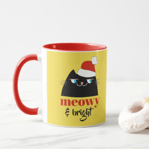 Meowy & Bright Gepersonaliseerde Zwarte Kat Kerstm Mok