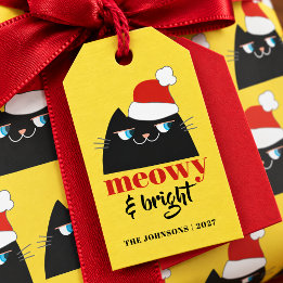 Meowy & Bright Grappige Kat Gepersonaliseerde Kers Cadeaulabel