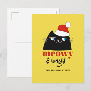 Meowy & Bright Grappige Zwarte Katten Kerst Vakant Feestdagenkaart