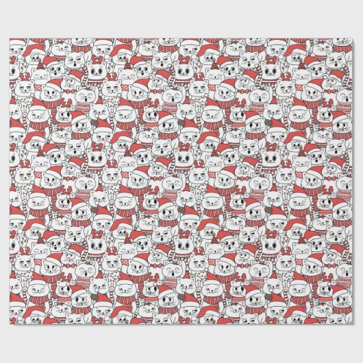Meowy & Bright - Kerstkatten Cadeaupapier (Vlak)