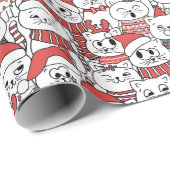 Meowy & Bright - Kerstkatten Cadeaupapier (Rol Hoek)