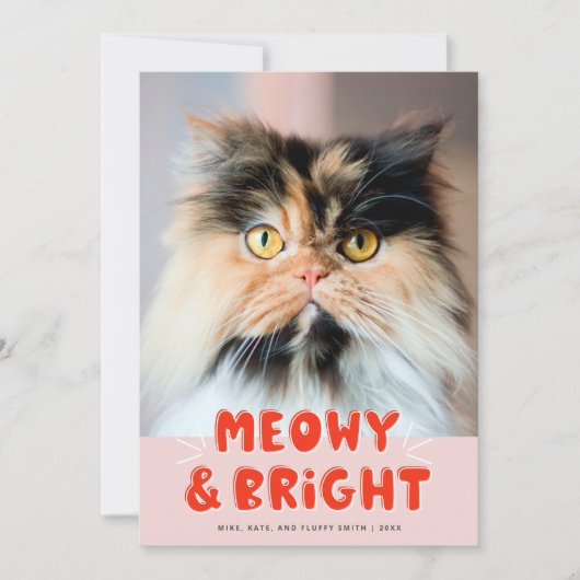 Meowy & Bright Kerstmis Cute Holiday Photo Feestdagenkaart (Voorkant)