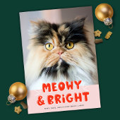 Meowy & Bright Kerstmis Cute Holiday Photo Feestdagenkaart
