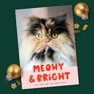Meowy & Bright Kerstmis Cute Holiday Photo Feestdagenkaart