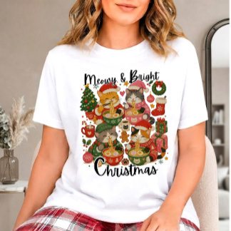 Meowy & Bright Kerstmis - Festieve Katten en Ramen T-shirt
