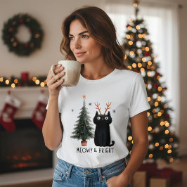 Meowy & Bright Schattige Kat Kerstboom Tri-Blend Shirt