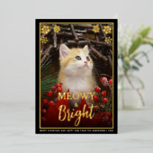 Meowy & Bright Schattige Kattenfoto & Sneeuwvlokke Folie Feestdagenkaart (Staand Voorkant)