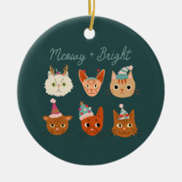 Meowy & Bright Schattigee Kerstkatten Keramisch Ornament