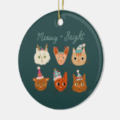 Meowy & Bright Schattigee Kerstkatten Keramisch Ornament (Links)