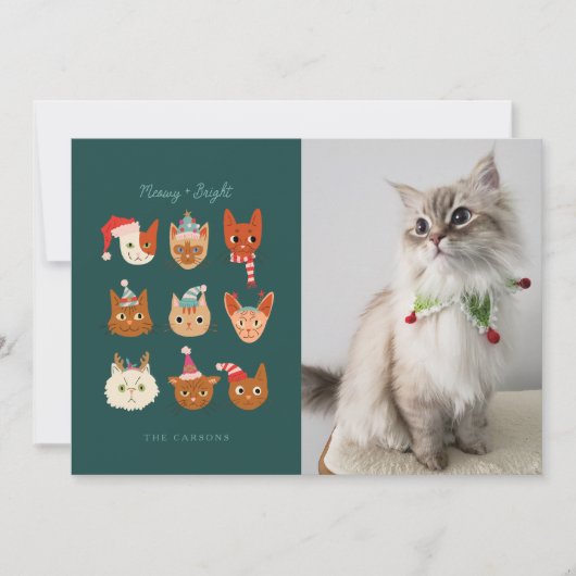 Meowy & Bright Winter Cats Foto Kerstmis Feestdagenkaart (Voorkant)