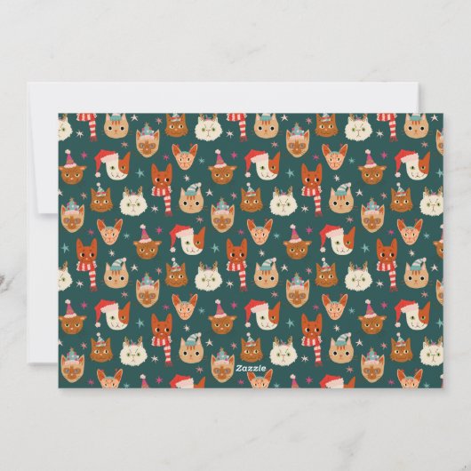Meowy & Bright Winter Cats Foto Kerstmis Feestdagenkaart (Achterkant)