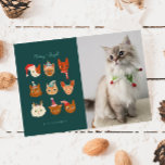 Meowy & Bright Winter Cats Foto Kerstmis Feestdagenkaart<br><div class="desc">Schattigee kerstvakantie foto sjabloon kaart voor katteneigenaren met een illustratie van grillige katten in de wintervakantie kostuums. De tekst zegt "miauw   helder."</div>