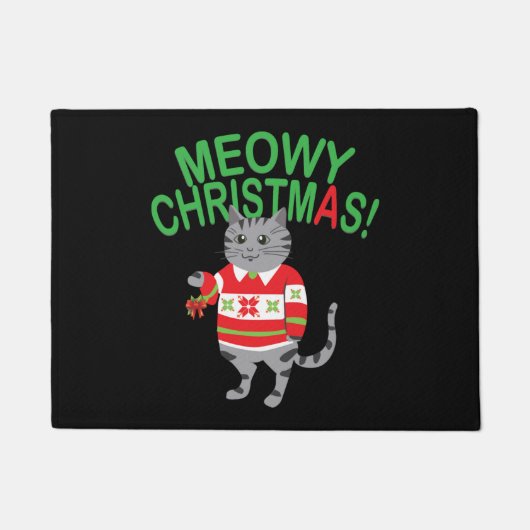 Meowy Cat Kerstmis Deurmat (Voorkant)