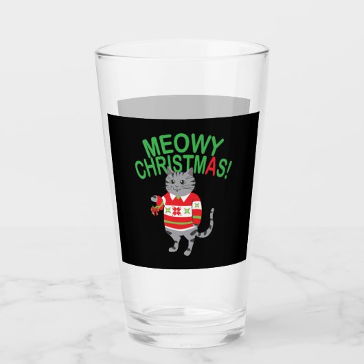 Meowy Cat Kerstmis Glas (Voorkant)