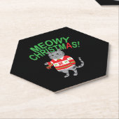 Meowy Cat Kerstmis Kartonnen Onderzetters (Schuin)