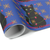 Meowy cat Kerstmis | sneeuwvlokken met mousserend  Cadeaupapier (Rol Hoek)
