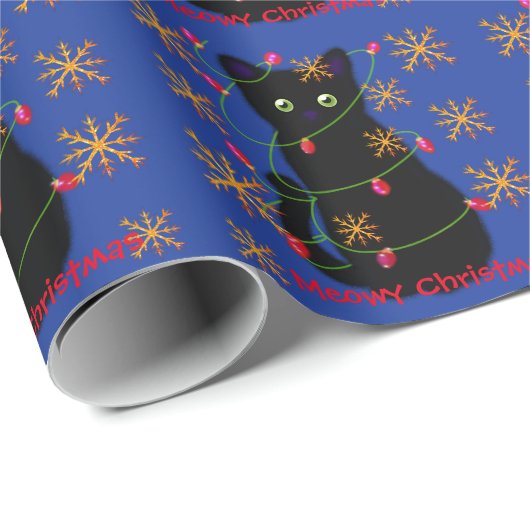 Meowy cat Kerstmis | sneeuwvlokken met mousserend  Cadeaupapier (Rol Hoek)