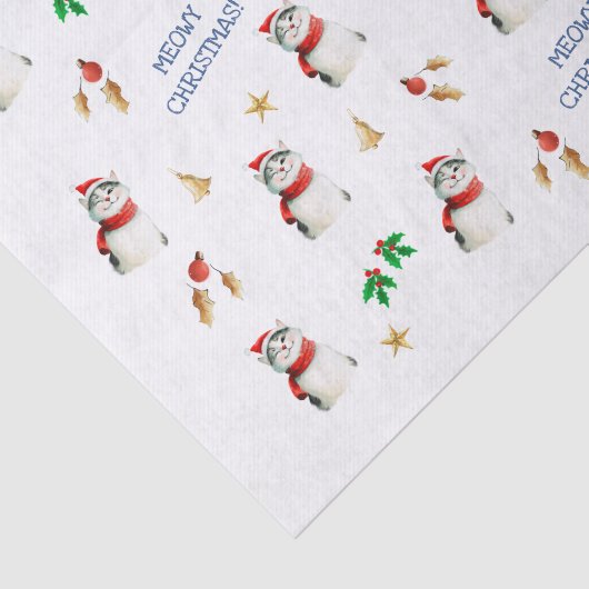 Meowy Cat Schattigee gepersonaliseerde kerst Tissuepapier (Detail)