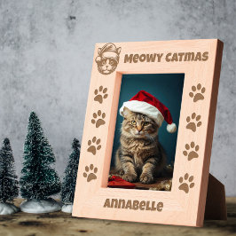 Meowy Catmas Aangepaste naam Cat Santa Gegraveerde Lijstjes