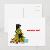 Meowy Catmas Black Funny Cats kerstBriefkaart Briefkaart (Voorkant / Achterkant)