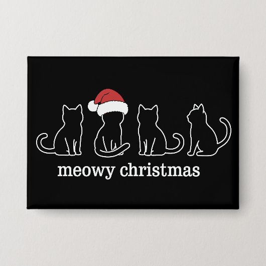 Meowy Catmas Cat Christmas Cute Kitten Cats Santa  Button (Voorkant)