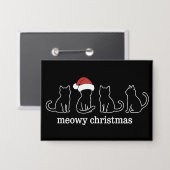 Meowy Catmas Cat Christmas Cute Kitten Cats Santa  Button (Voorkant / Achterkant)