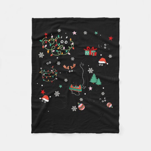 Meowy Catmas Cat Christmas Cute Kitten Cats Santa Fleece Deken (Voorkant)