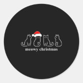 Meowy Catmas Cat Christmas Cute Kitten Cats Santa  Ronde Sticker (Voorkant)