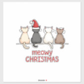 Meowy Catmas Cat Christmas Cute Kitten Cats Santa  Sticker (Vel)