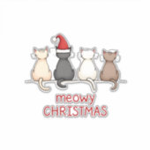 Meowy Catmas Cat Christmas Cute Kitten Cats Santa  Sticker (Voorkant)