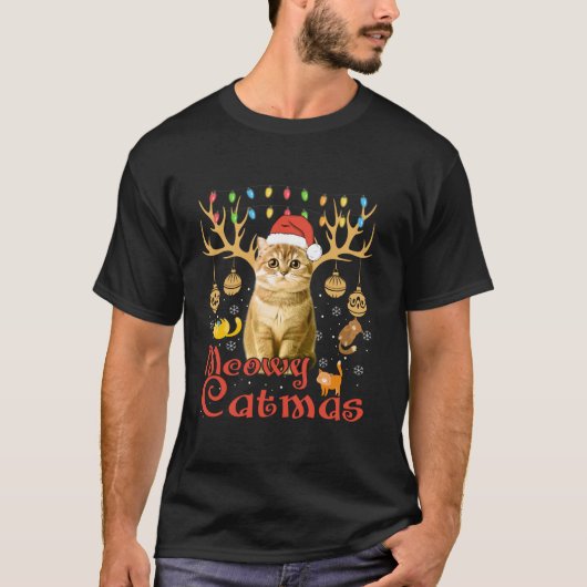 Meowy Catmas Cat Christmas Grappige Kerstvrouwen K T-shirt (Voorkant)