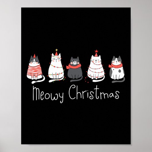 Meowy Catmas Cat Christmas Schattigee Katten Lover Poster (Voorkant)
