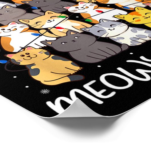 Meowy Catmas Cat Christmas Tree Merry Catmas Boys  Poster (Hoek)