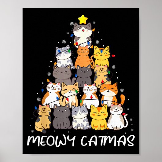 Meowy Catmas Cat Christmas Tree Merry Catmas Boys  Poster (Voorkant)