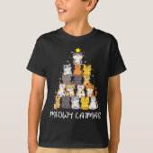 Meowy Catmas Cat Christmas Tree Merry Catmas Boys  T-shirt (Voorkant)