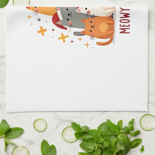 Meowy Catmas Cat Christmas Tree Xmas (1) Theedoek (Gevouwen)