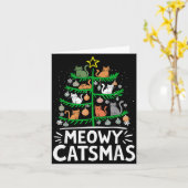Meowy Catmas Cat Christmas Tree Xmas Funny Santa C Kaart (Gele Bloem)
