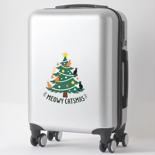 Meowy Catmas Cat Christmas Tree Xmas Funny Santa C Sticker (Koffer)