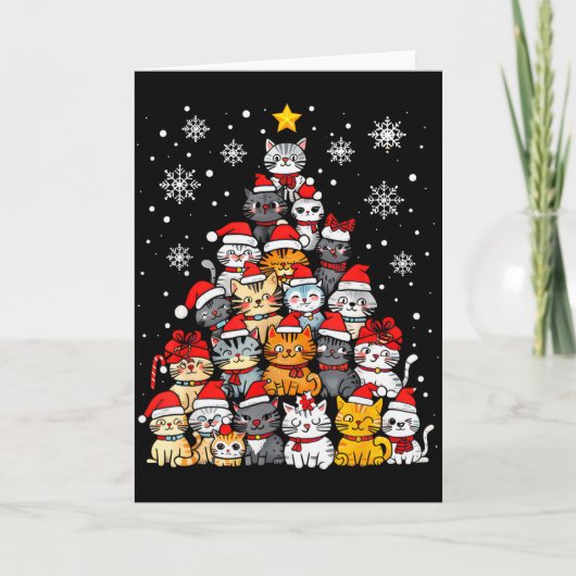 Meowy Catmas Cat Christmas Tree Xmas Girls Boys Fu Kaart (Voorkant)